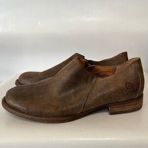 Born Silvie Crusca Waxed Leather Suede Brown Slip On Shoes D91806